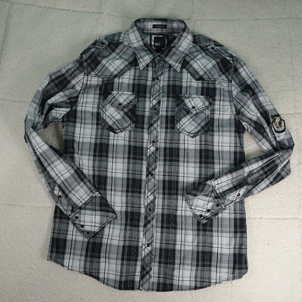 BKE Pearl Snap Black/White Bup Athletic Fit XL